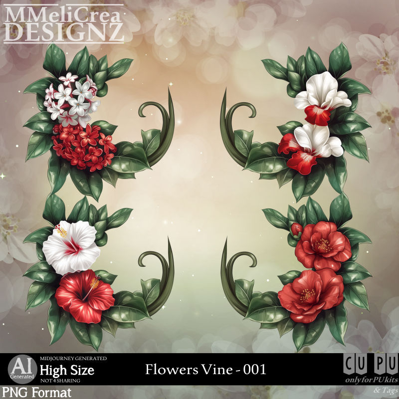 (image for) AI - Flowers Vine - CU001 (CU4PU/PNG/PACK)